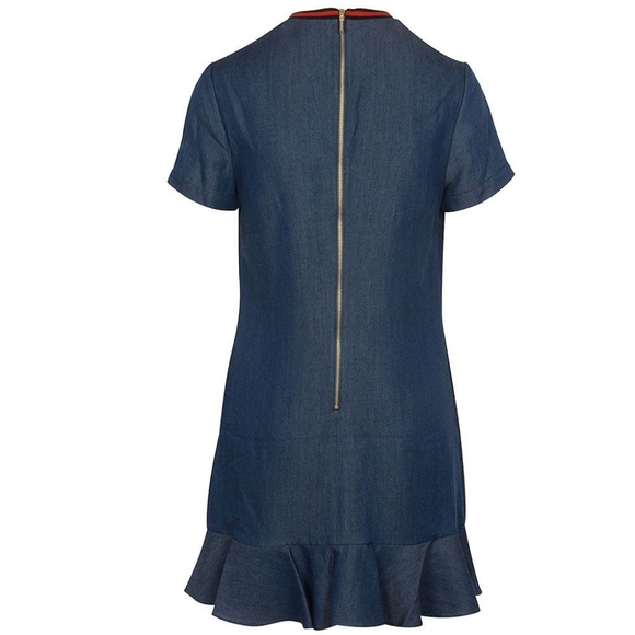 Ted Baker Nwot Meggi Pleated Crew Neck Frill Tencel Mini Dress Size 4 - Picture 3 of 10